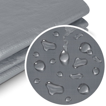 Plandeka z oczkami, 120 g/m2, Plonos, 300x600 cm, srebrno-niebieska