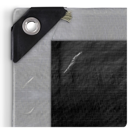 Plandeka ogrodowa, 260 g/m2, Plonos, 600x400 cm, srebrno-czarna