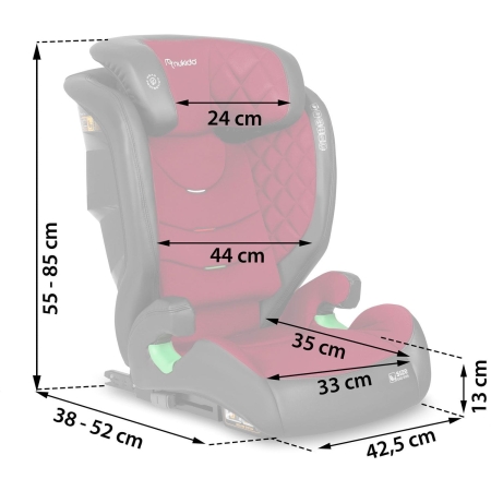 Fotelik samochodowy, 15-36 kg, Louis, czarno-czerwony
