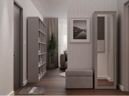 Szafa do przedpokoju, wieszak, lustro, duo, 50x35x180 cm, szary, mat