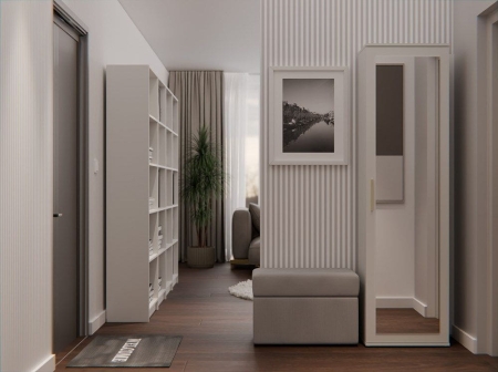 Szafa do przedpokoju, wieszak, lustro, duo, 50x35x180 cm, beżowy, mat