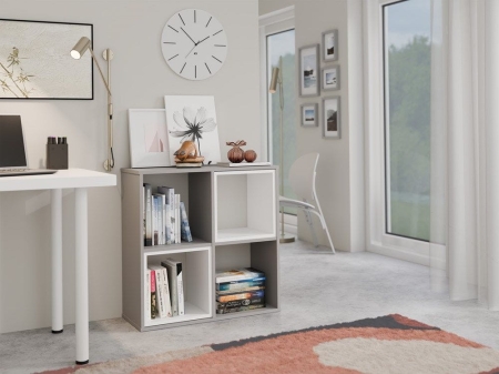 Regał komorowy, 2x2, Malax, 74x30x75 cm, szary, mat