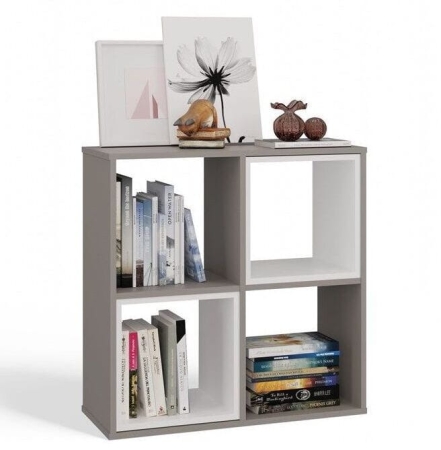 Regał komorowy, 2x2, Malax, 74x30x75 cm, szary, mat