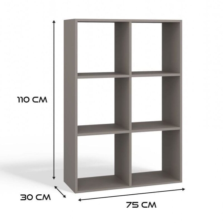 Regał komorowy, 2x3, Malax, 110x30x75 cm, szary, mat