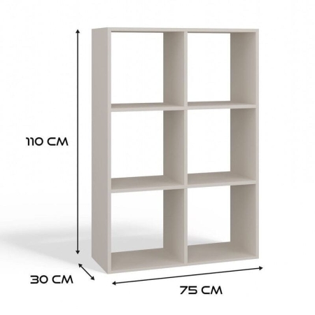Regał komorowy, 2x3, Malax, 110x30x75 cm, beżowy, mat