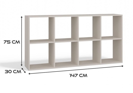 Regał komorowy, 2x4, Malax, 147x30x75 cm, beżowy, mat