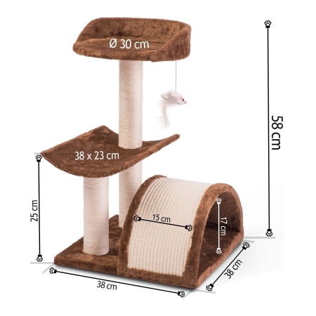 Drapak, domek dla kota, 58 cm, DR-254, brązowy, Pethaus