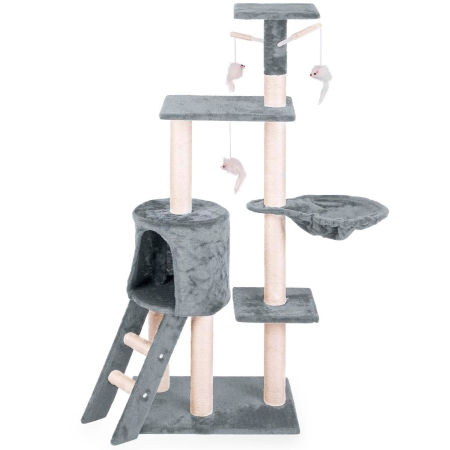 Drapak dla kota z myszką, 140 cm, DR-267, Pethaus, jasny szary