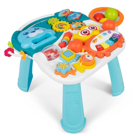 Pchacz, stolik edukacyjny, 2w1, Ricokids, biało-niebieski