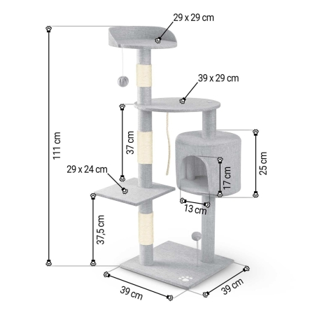 Drapak dla kota, 111 cm, PH-005, Pethaus, szary