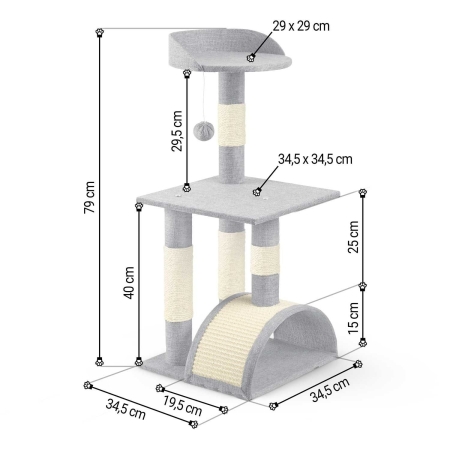 Drapak dla kota, 79 cm, PH-003, Pethaus, szary