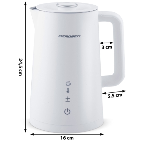 Ergonomiczny czajnik elektryczny, 1,7L, Berdsen, biały