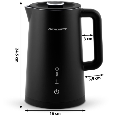 Ergonomiczny czajnik elektryczny, 1,7L, Berdsen, czarny