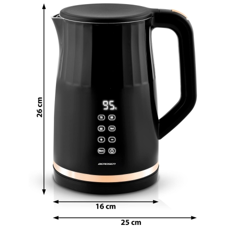Czajnik elektryczny, dotykowy, 1,7L, Berdsen, czarny