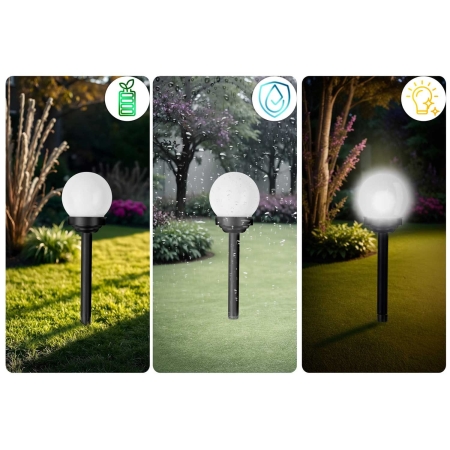 Lampka solarna, biała kula, Ilumen, 4 szt