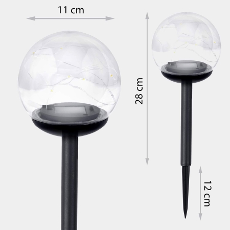 Lampka solarna, przeźroczysta kula, Ilumen, 4 szt