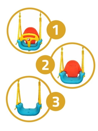 Huśtawka bezpieczna, 3w1, Ricokids, żółto-niebieska