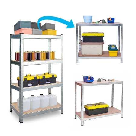 Regał metalowy, magazynowy, 2 szt, Plonos, 90x40x180 cm, srebrny