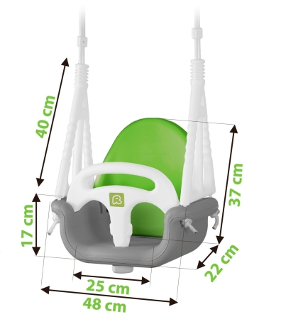 Huśtawka kubełkowa, 3w1, Ricokids, szarozielona