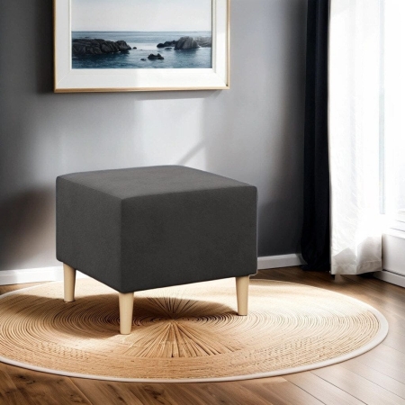 Pufa, podnóżek, MILO, mikrofaza, 51x51x40 cm, szary