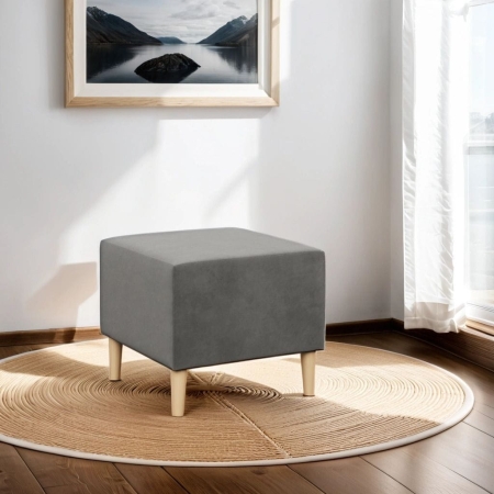 Pufa, podnóżek, MILO, velvet, 51x51x40 cm, jasny szary