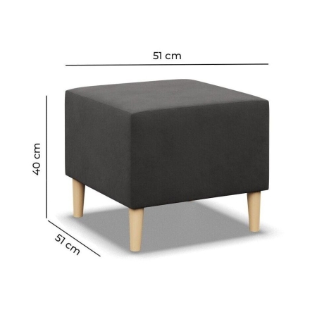 Pufa, podnóżek, MILO, velvet, 51x51x40 cm, ciemny szary