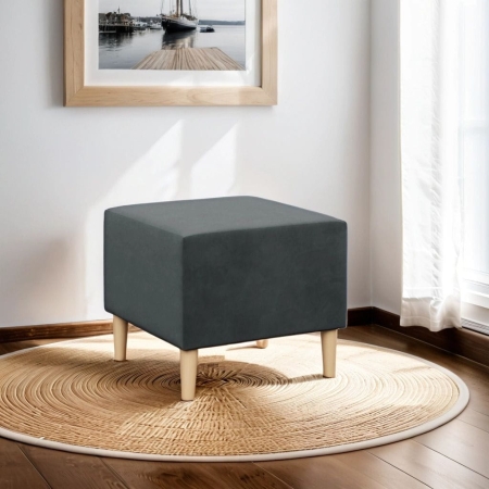 Pufa, podnóżek, MILO, velvet, 51x51x40 cm, ciemny szary