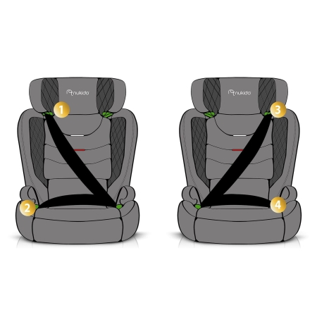 Fotelik samochodowy, Nukido, Louis Soft, czarno-szary, 15-36 kg, ISOFIX