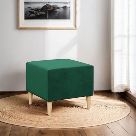 Pufa, podnóżek, MILO, velvet, 51x51x40 cm, butelkowa zieleń