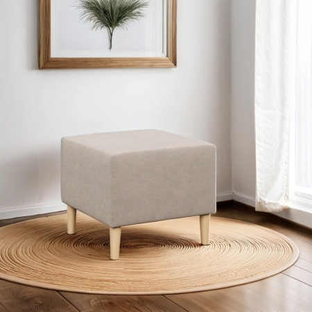 Pufa, podnóżek, MILO, velvet, 51x51x40 cm, beżowy
