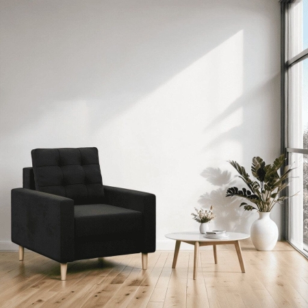 Fotel skandynawski, MILO, Mikrofaza, 75x92x92 cm, czarny