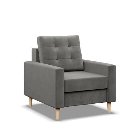 Fotel skandynawski, MILO, velvet, 75x92x92 cm, jasny szary