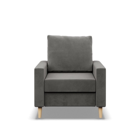 Fotel skandynawski, MILO, velvet, 75x92x92 cm, jasny szary