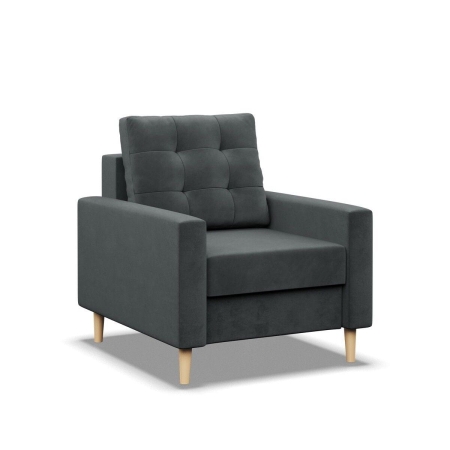 Fotel skandynawski, MILO, velvet, 75x92x92 cm, ciemny szary