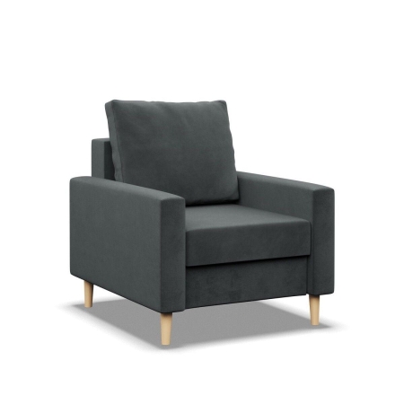 Fotel skandynawski, MILO, velvet, 75x92x92 cm, ciemny szary