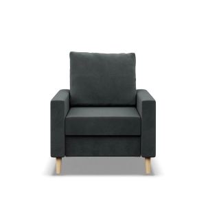 Fotel skandynawski, MILO, velvet, 75x92x92 cm, ciemny szary