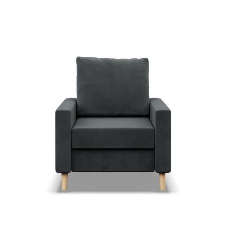 Fotel skandynawski, MILO, velvet, 75x92x92 cm, ciemny szary