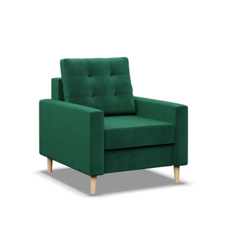 Fotel skandynawski, MILO, velvet, 75x92x92 cm, butelkowa zieleń