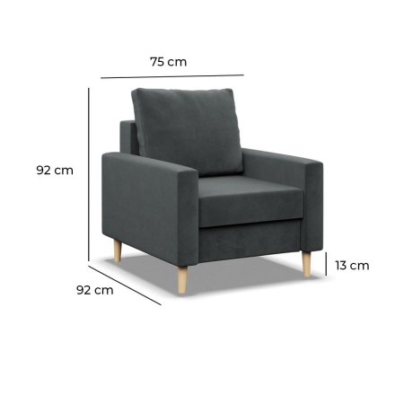 Fotel skandynawski, MILO, velvet, 75x92x92 cm, butelkowa zieleń