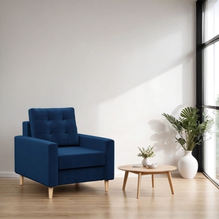 Fotel skandynawski, MILO, velvet, 75x92x92 cm, granatowy