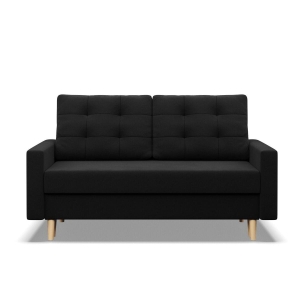 Sofa rozkładana, MILO, Mikrofaza, 152x92x92 cm, czarny