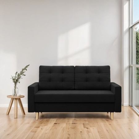 Sofa rozkładana, MILO, Mikrofaza, 152x92x92 cm, czarny
