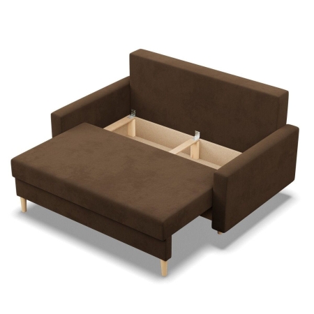 Sofa rozkładana, MILO, Mikrofaza, 152x92x92 cm, brązowy