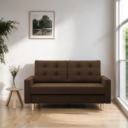Sofa rozkładana, MILO, Mikrofaza, 152x92x92 cm, brązowy