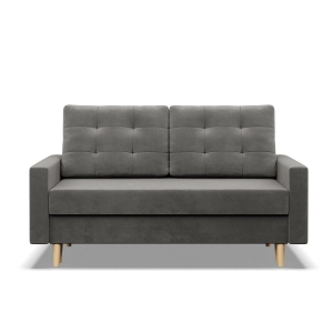 Sofa rozkładana, MILO, velvet, 152x92x92 cm, jasny szary