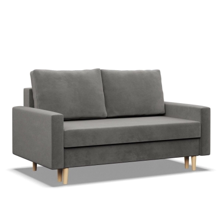 Sofa rozkładana, MILO, velvet, 152x92x92 cm, jasny szary