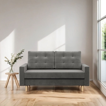 Sofa rozkładana, MILO, velvet, 152x92x92 cm, jasny szary