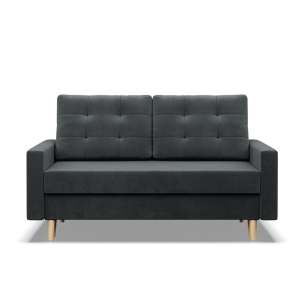 Sofa rozkładana, MILO, velvet, 152x92x92 cm, ciemny szary