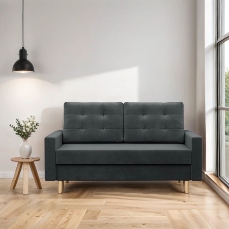 Sofa rozkładana, MILO, velvet, 152x92x92 cm, ciemny szary