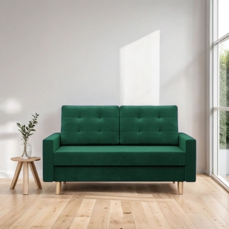 Sofa rozkładana, MILO, velvet, 152x92x92 cm, butelkowa zieleń